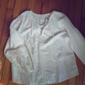 Gap embroidered white beaded top